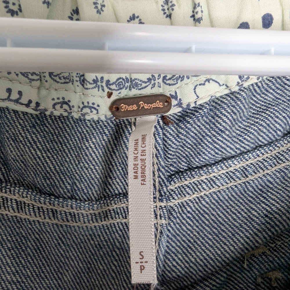 FREE PEOPLE Mixed Up Cotton Distressed Utility Jeans - Picture 9 of 15